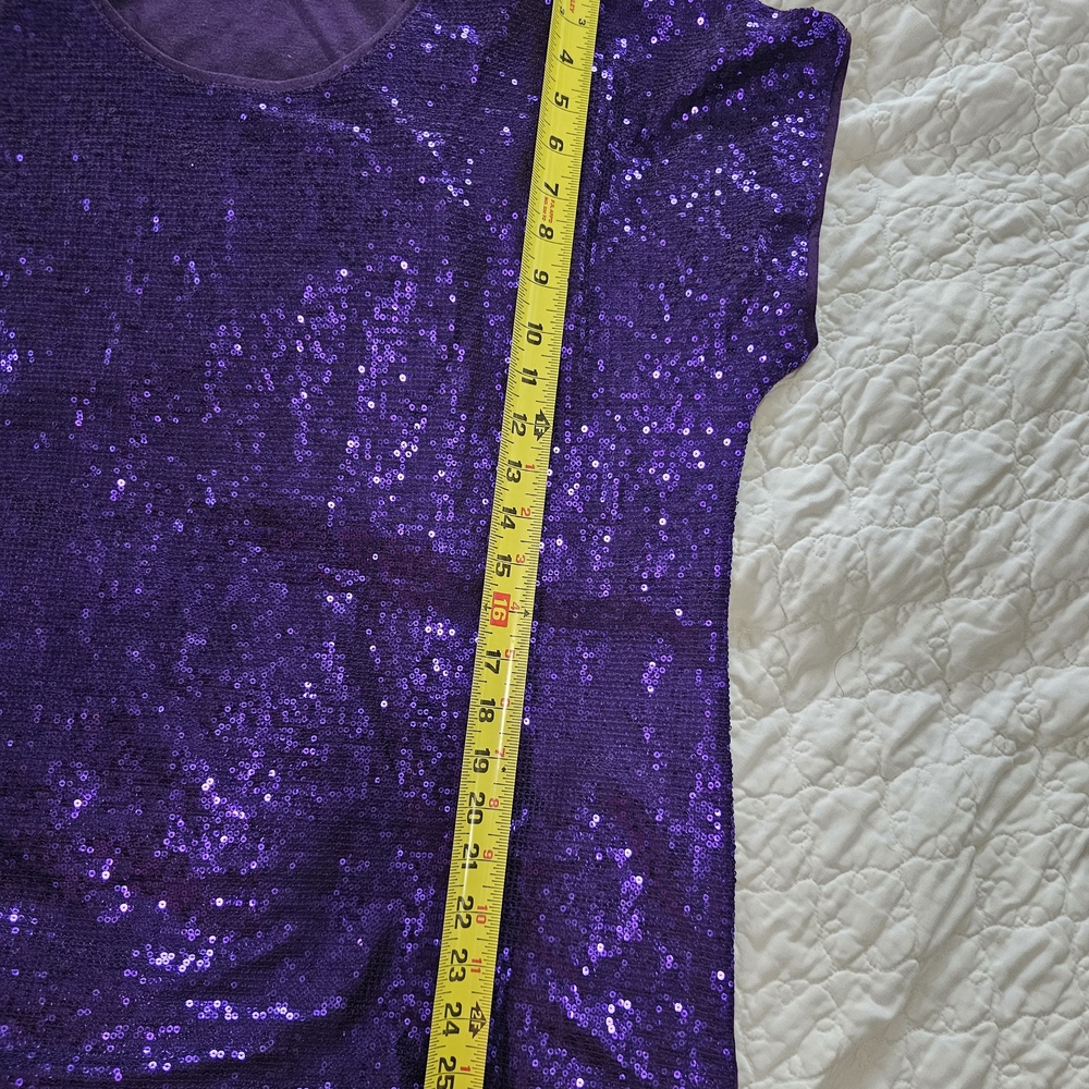 Chico's Purple Sequin Scoop Neck Top Sz 3 XL - Picture 6 of 7